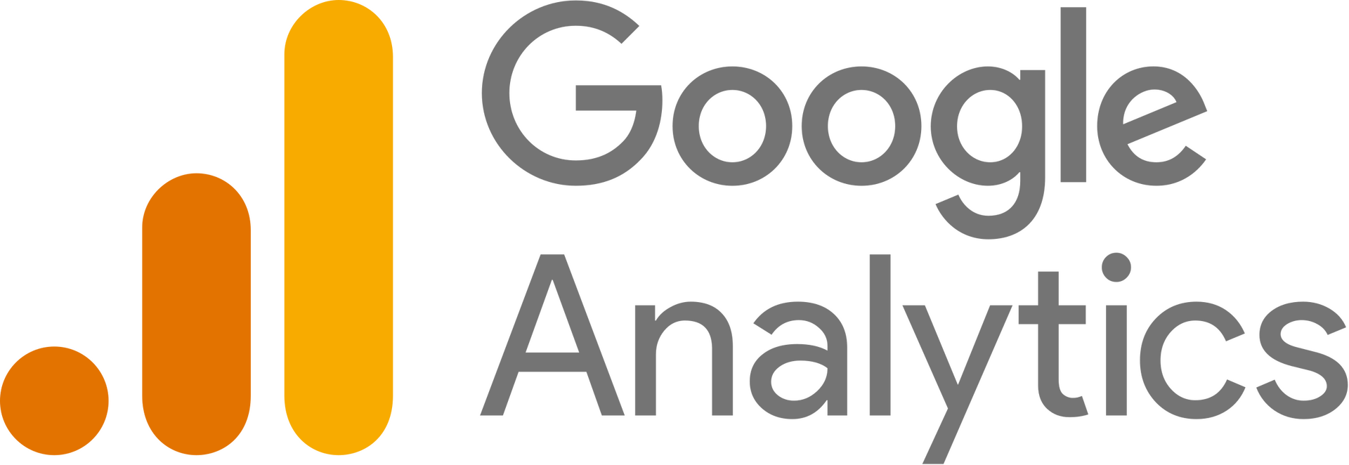 Offizielles Logo des Analysedienstes Google Analytics mit farbigen Balken